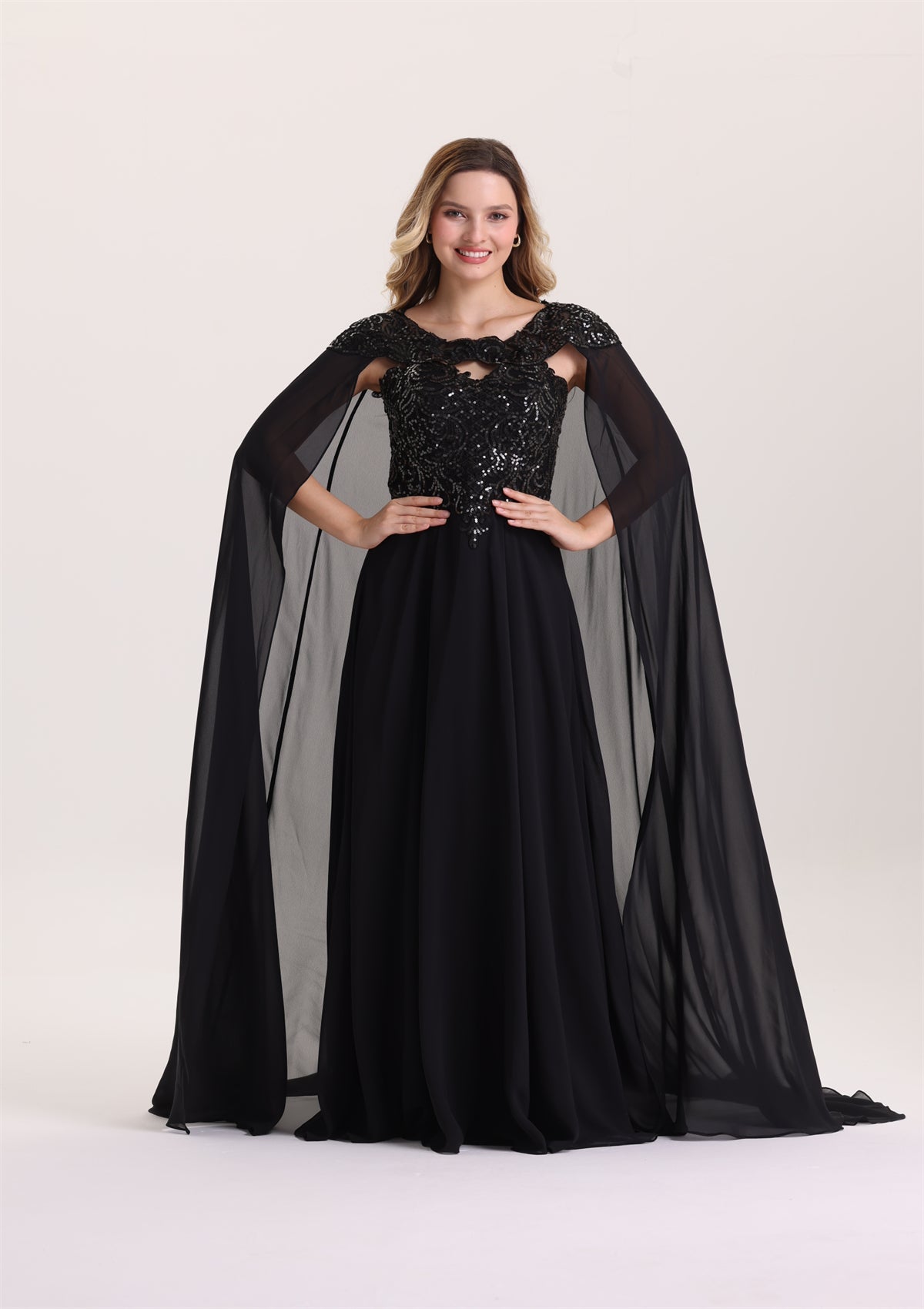 New Design Sequin Appliques A Line Evening Dress