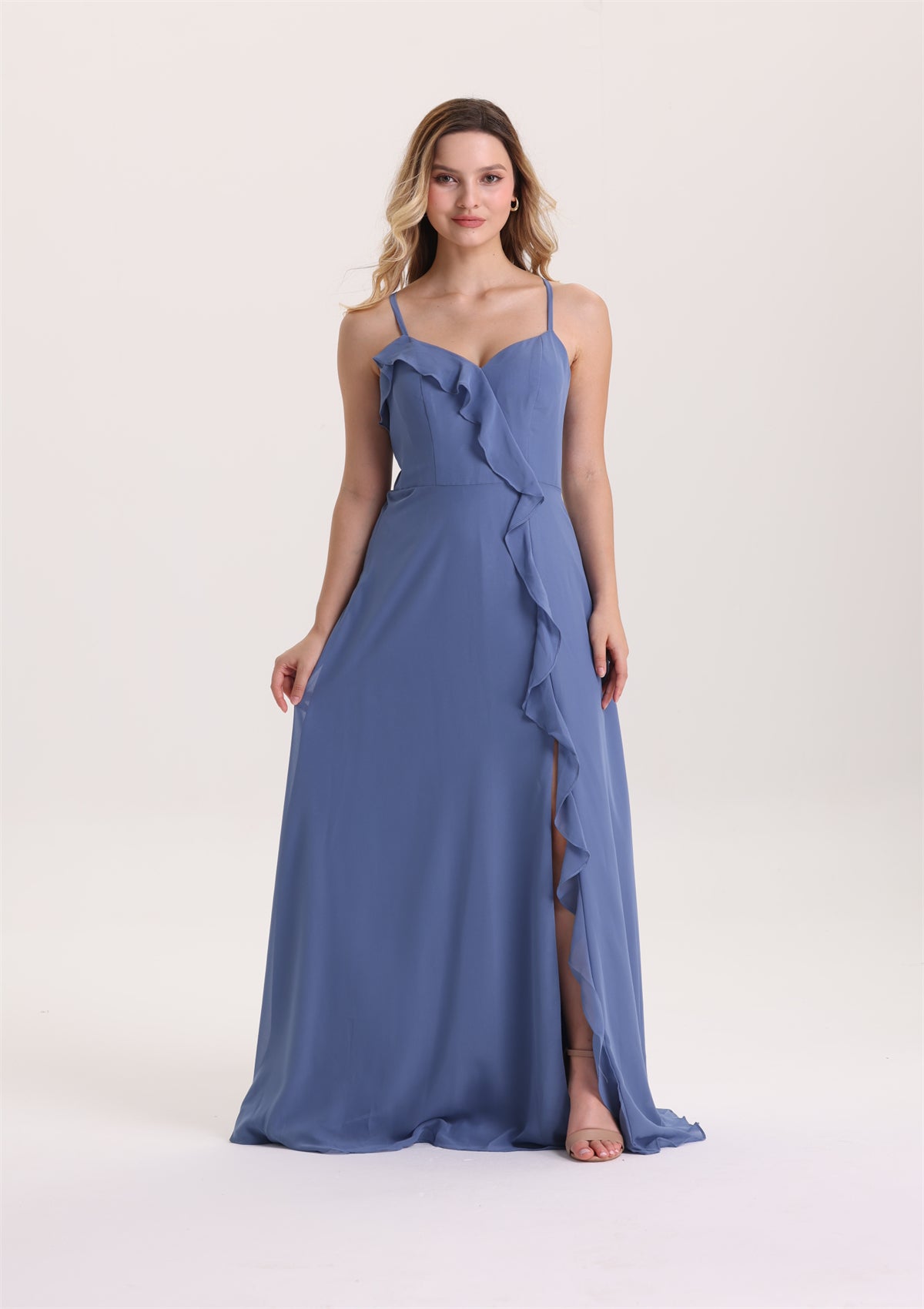 Sweetheart Spaghetti Strap Ruffle Bridesmaid Dress