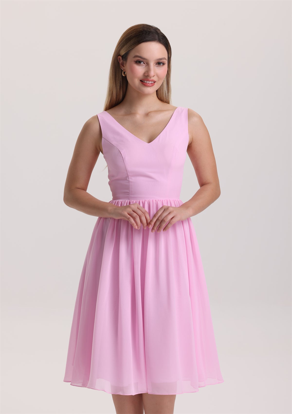 Elegant V Neck Chiffon Mother of The Bride Dress