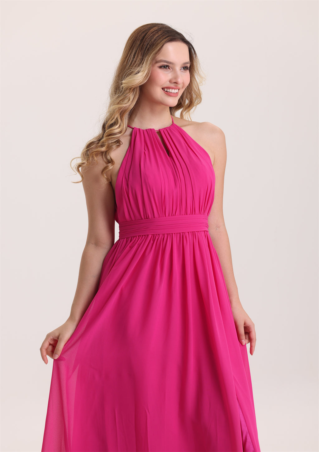 Romatic Halter Sleeveless A Line Bridesmaid Dress