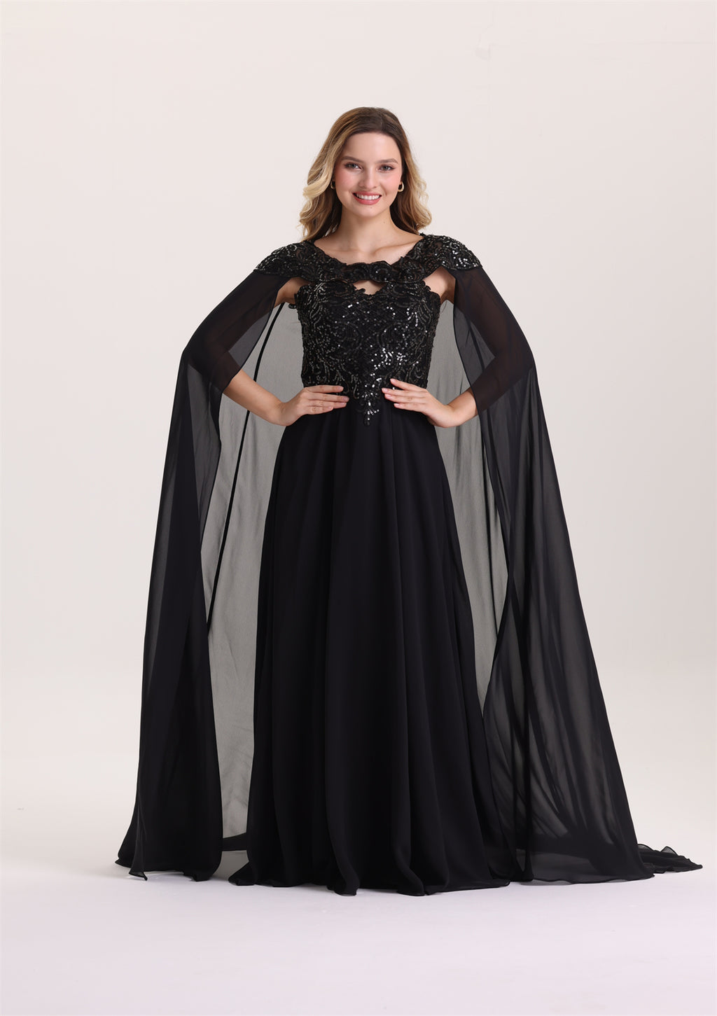New Design Sequin Appliques A Line Evening Dress