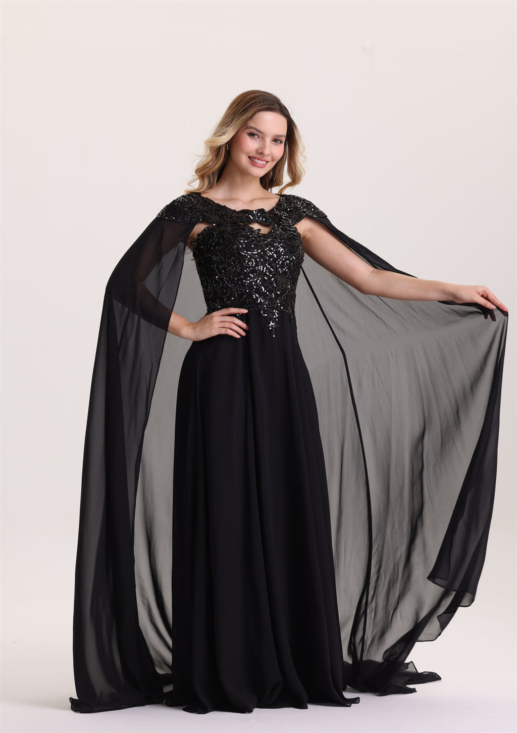New Design Sequin Appliques A Line Evening Dress