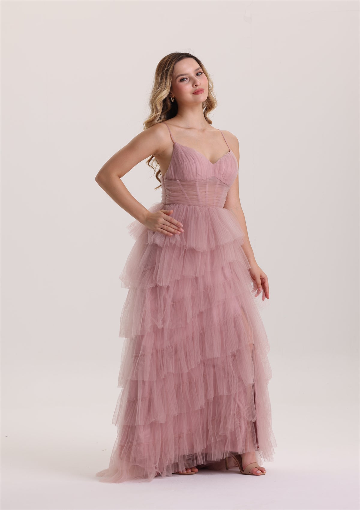 Dreamy Layered A Line Tulle Evening Dress with Train