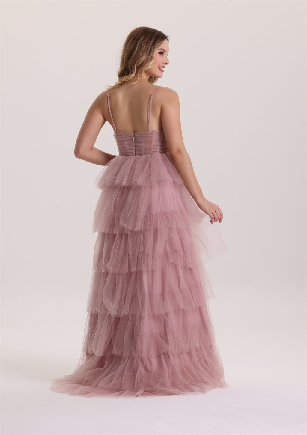 Dreamy Layered A Line Tulle Evening Dress with Train