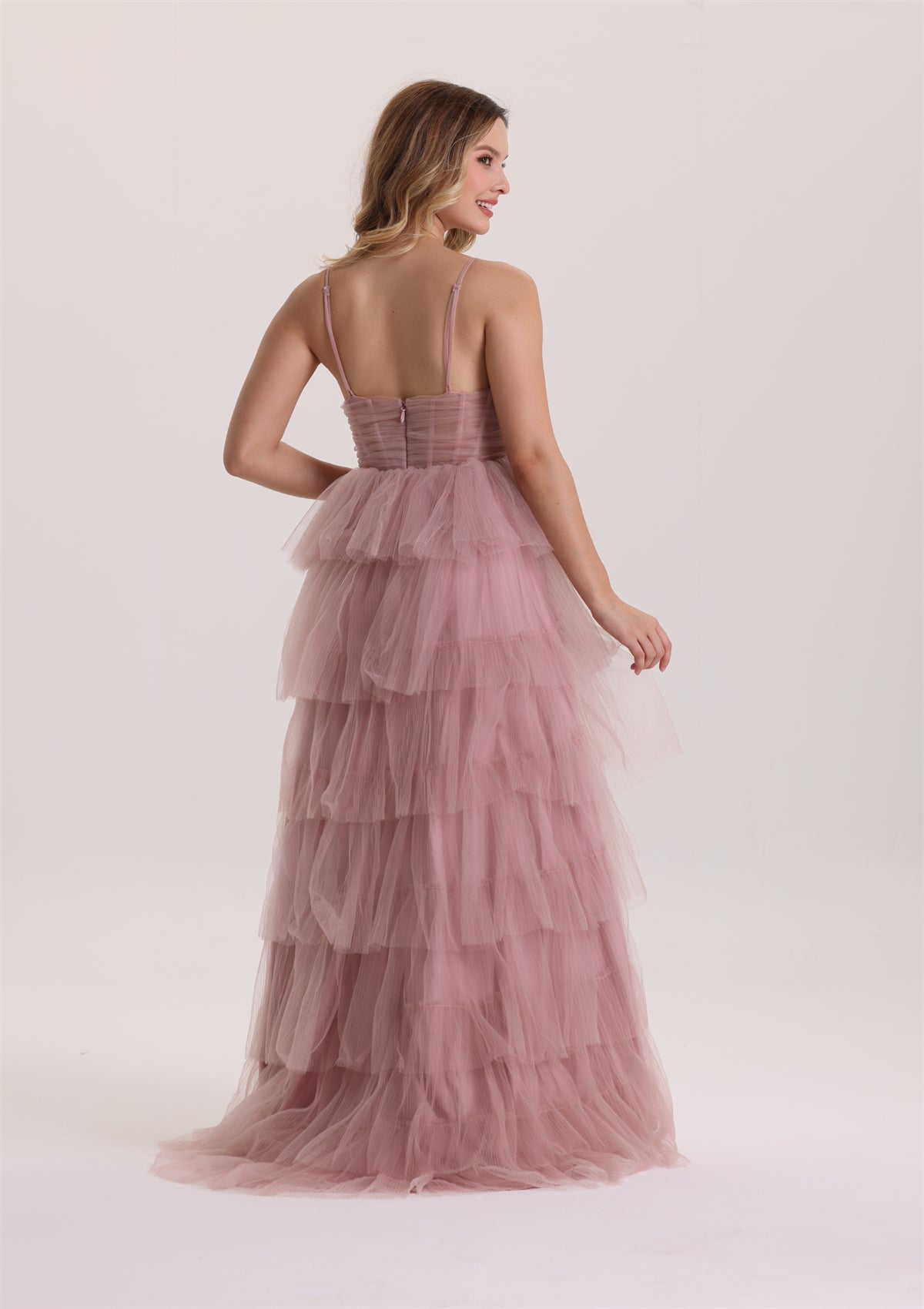 Dreamy Layered A Line Tulle Evening Dress with Train