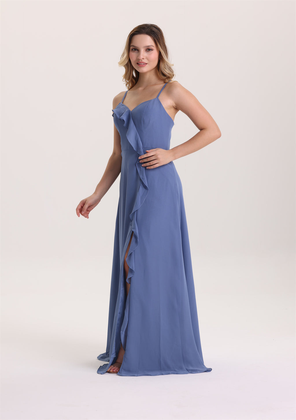 Sweetheart Spaghetti Strap Ruffle Bridesmaid Dress