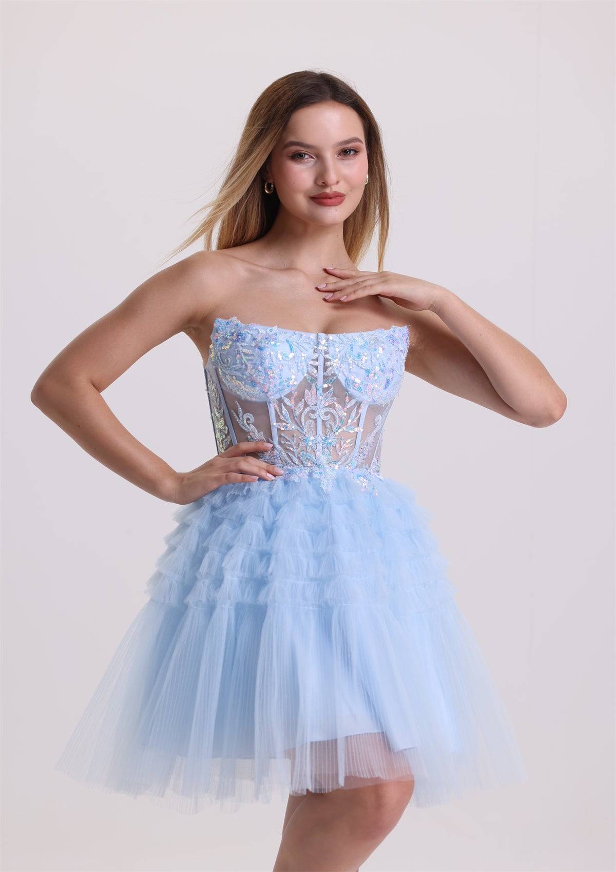 Corset Sleeveless Layered A Line Homecoming Dress