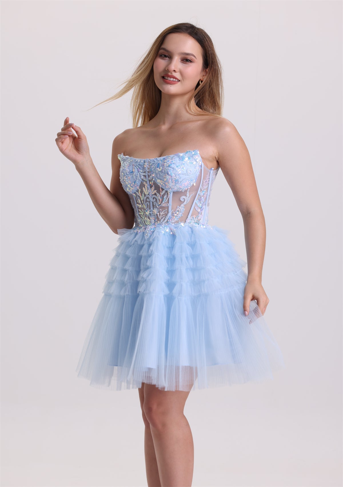Corset Sleeveless Layered A Line Homecoming Dress