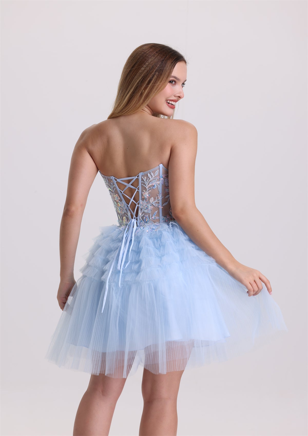 Corset Sleeveless Layered A Line Homecoming Dress
