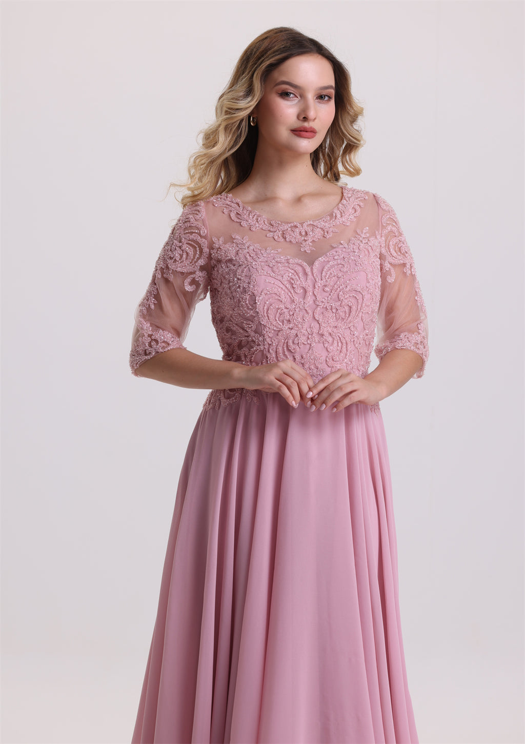 Elegant Half Sleeves Sequin Appliques A Line Mother Dress
