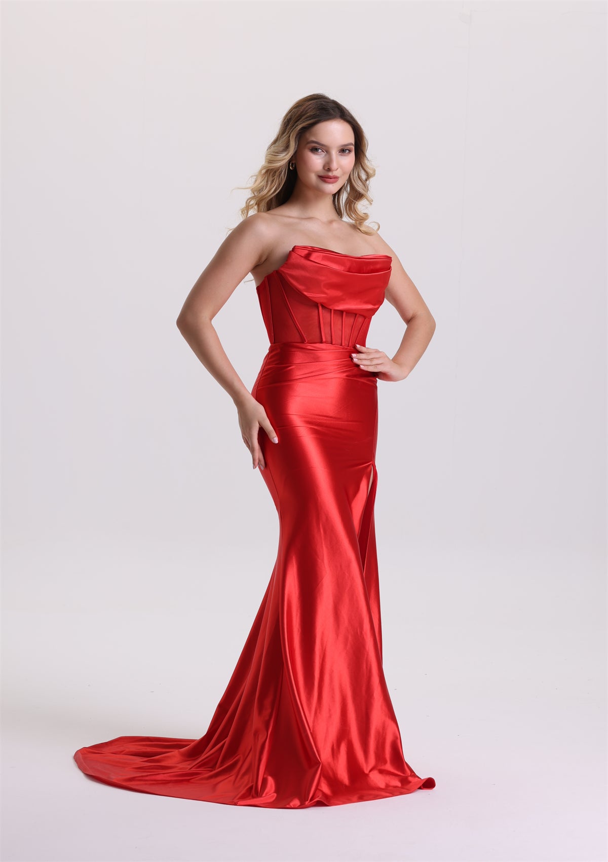 Elegant Off Shoulder Slit Prom Dress